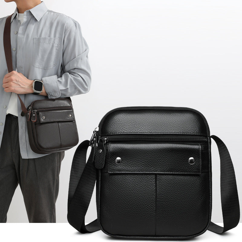 Men's Cowhide First Layer Fashion Large Capacity Men's Shoulder Bag