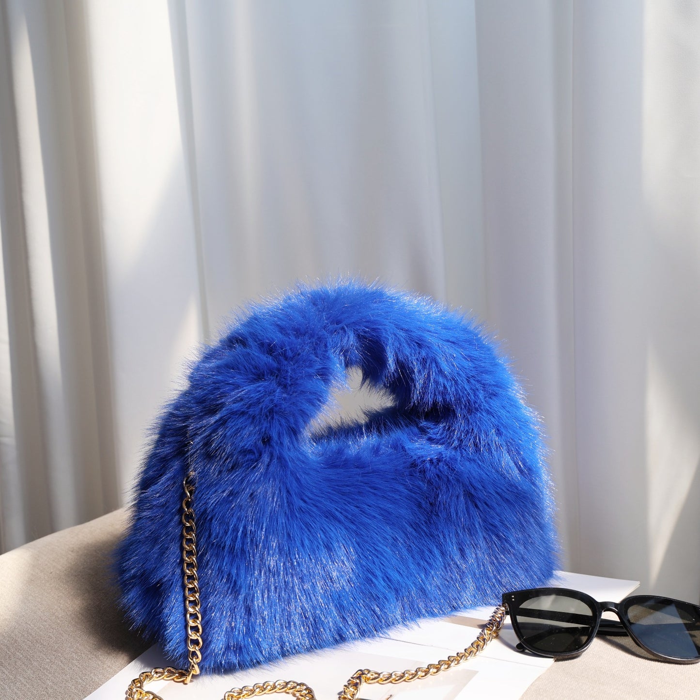 Korean Style Plush Imitation Fox Fur Large Women's Clutch