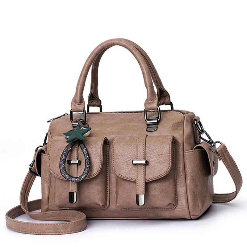 Solid Color Simple Authentic Leather Tactile Feel Tassel Bags