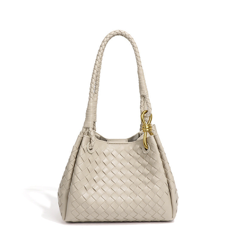 Women's Weave Plaid British Style Light Luxury Bucket Bags