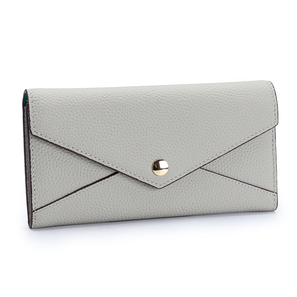 First Layer Cowhide Long Large Capacity Ladies Wallet