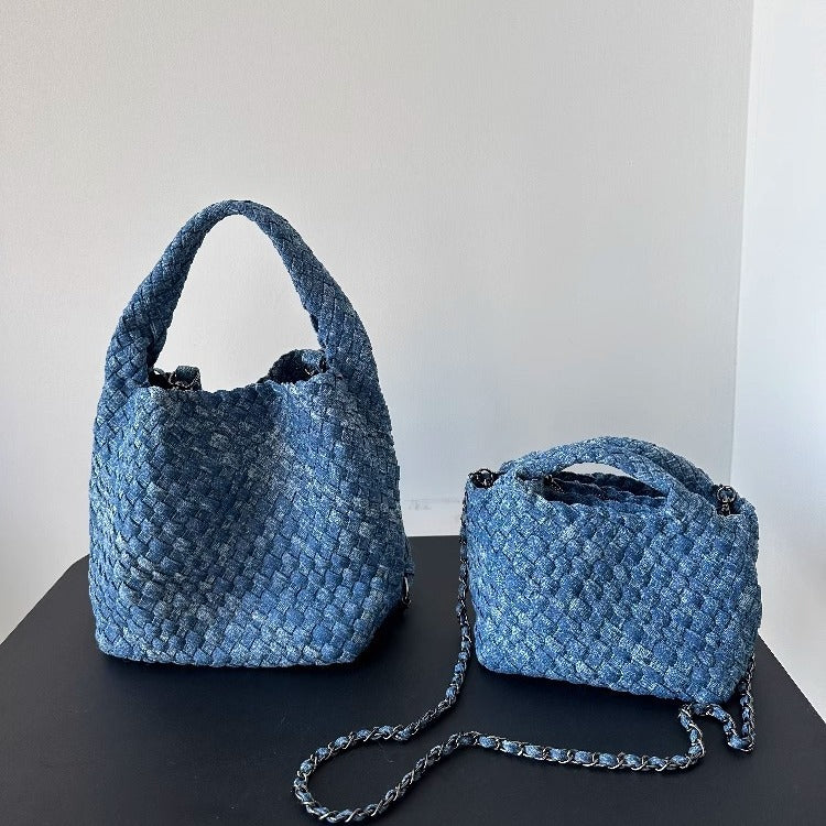 Denim Woven Large Capacity High-grade Hand-held Underarm Cross Women's Shoulder Bag