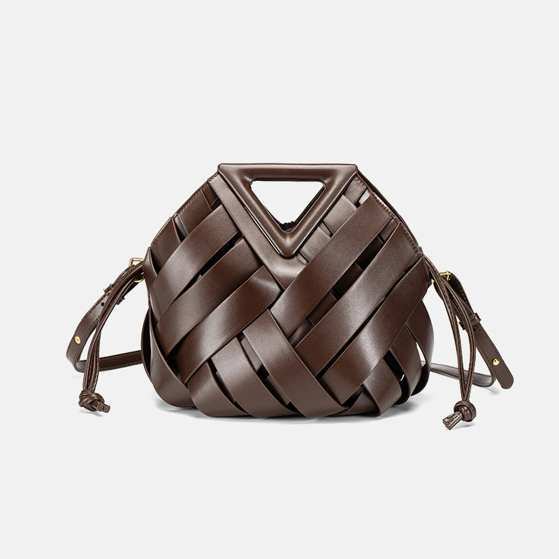 Women's Inverted Triangle Portable Vegetable Basket Hand Drawstring Women's Messenger Bag