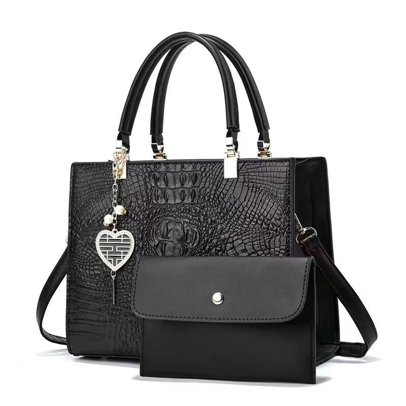 Women's Leather Crocodile Stone Texture Large Capacity Portable Mother Women's Shoulder Bag