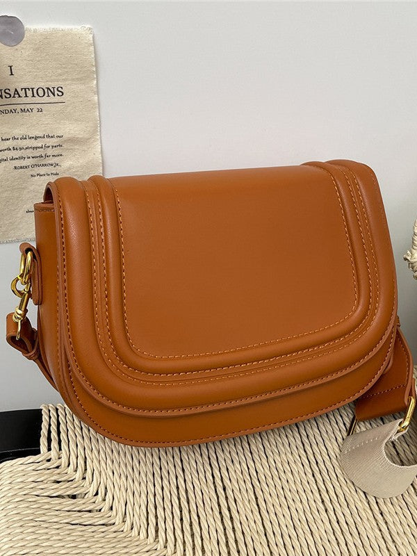 Women's Simple Fashion Flip Saddle Gu Small Square Bags