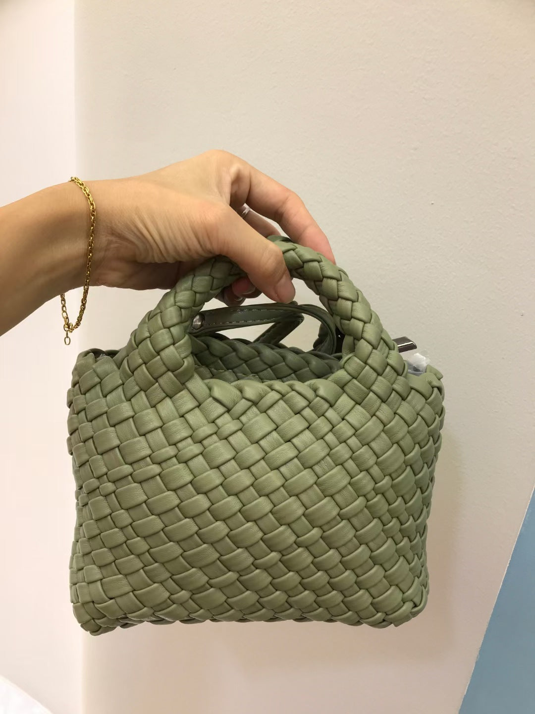 High-grade Woven Handmade Mini Portable Vegetable Basket Female Women's Shoulder Bag