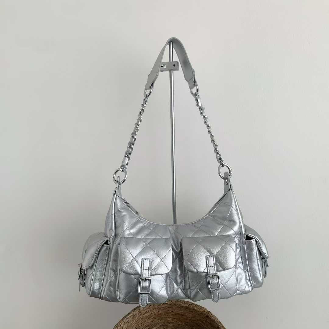 Rhombus Chain Fashionable High-grade Underarm Motorcycle Women's Shoulder Bag