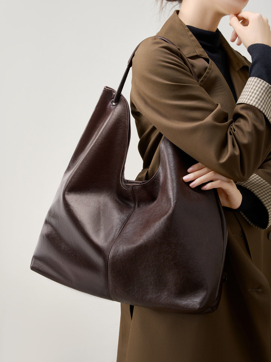 Vegetable Tanning Leather Popular Textured Versatile Class Underarm Women's Shoulder Bag