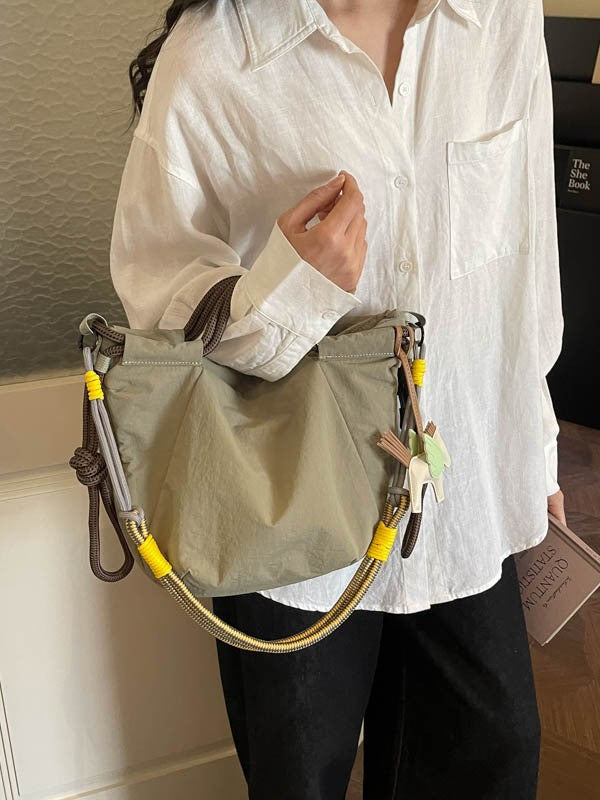 Capacity Waterproof Nylon Cloth College Solid Women's Shoulder Bag