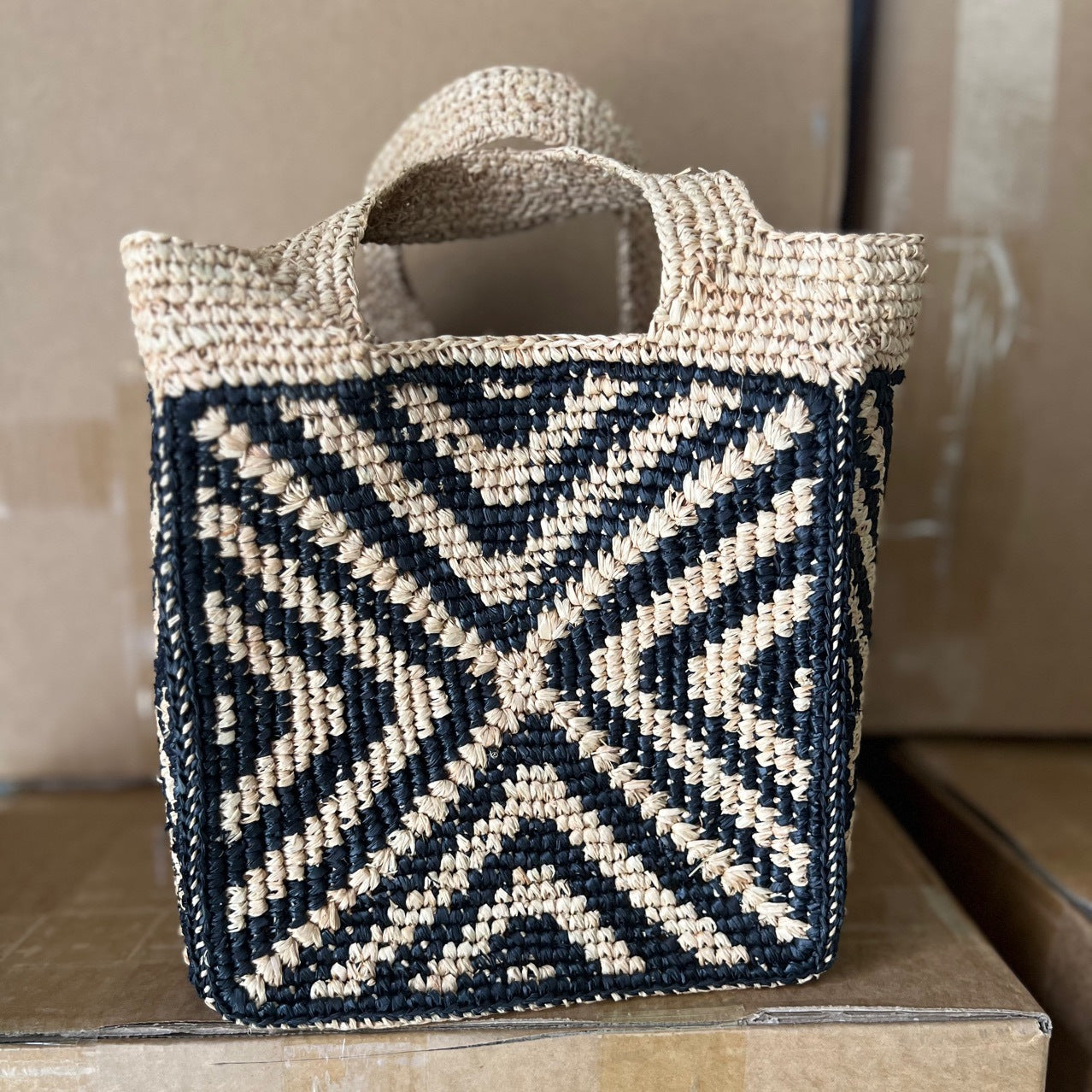 Women's Crocheting Mixed Color Stripe Large Capacity Women's Handbag
