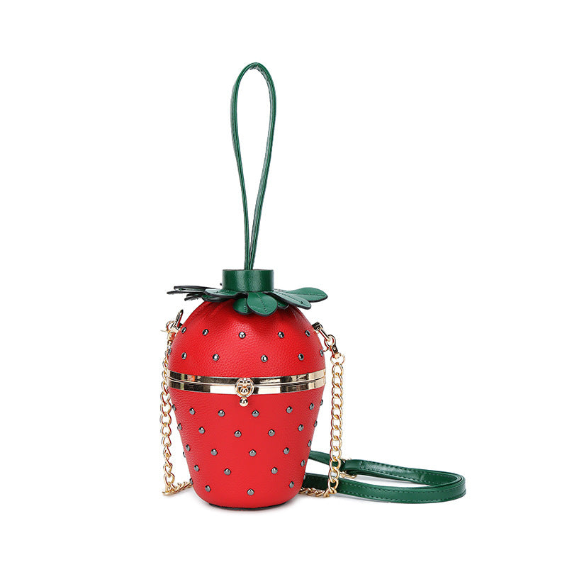 Women's Mori Fashion Rivet Personality Strawberry Shape Women's Messenger Bag
