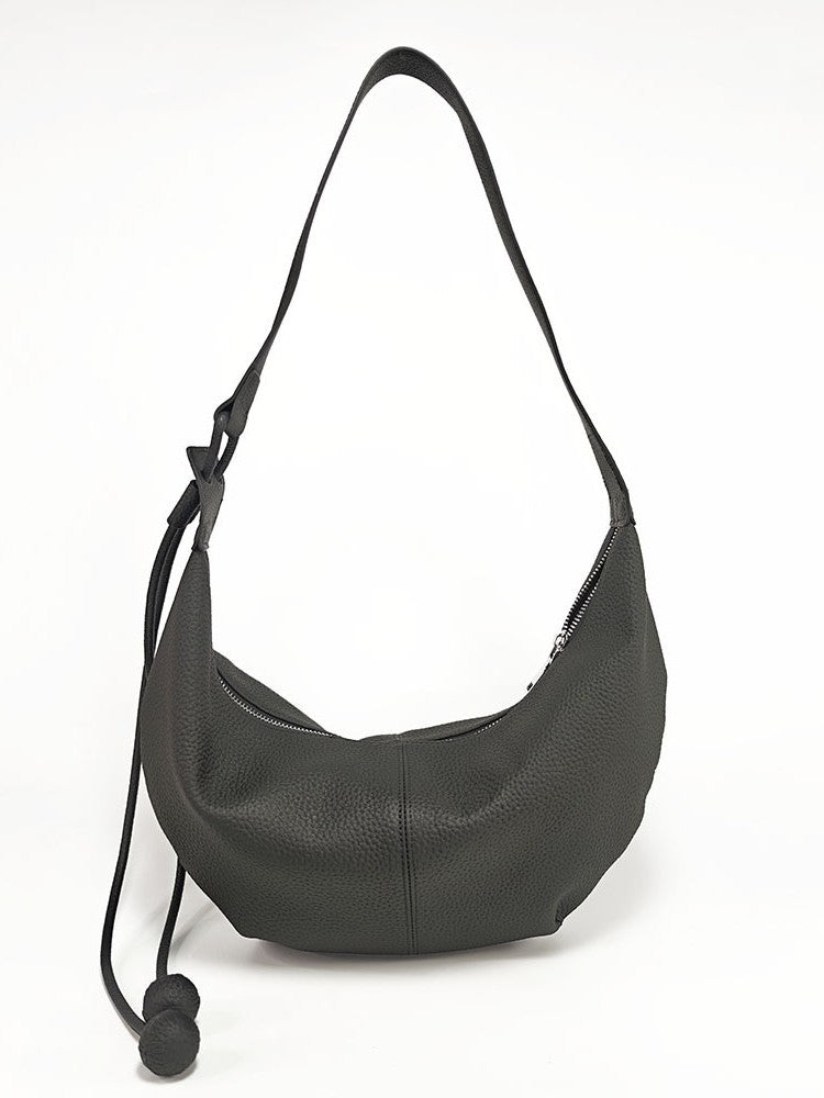 Women's Cowhide Niche Large Capacity Crescent Dumpling Bags