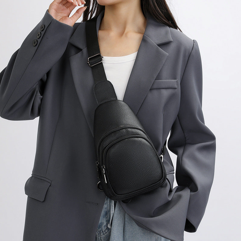 Women's & Men's Genuine Leather For Retro Simple First Women's Chest Bag, Fanny Pack