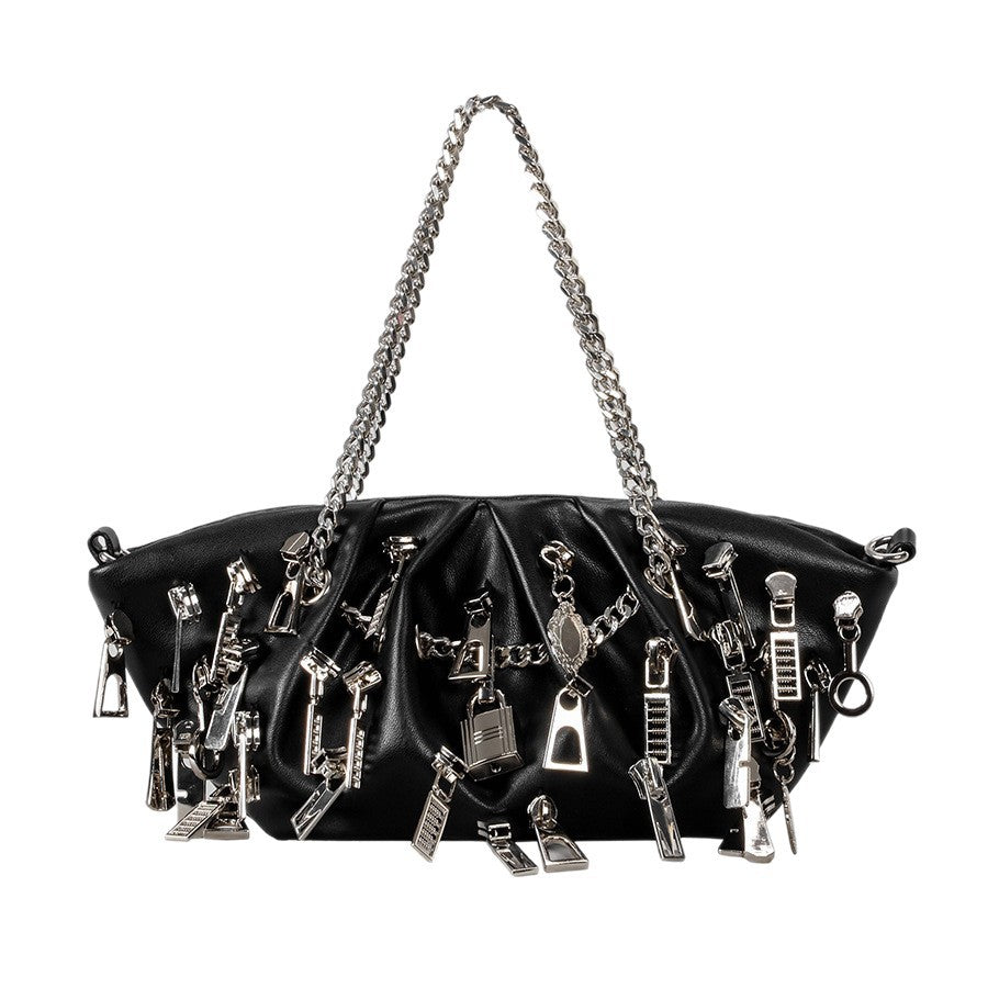 Women's Punk Pleated Dumpling Underarm Head Decorative Women's Shoulder Bag