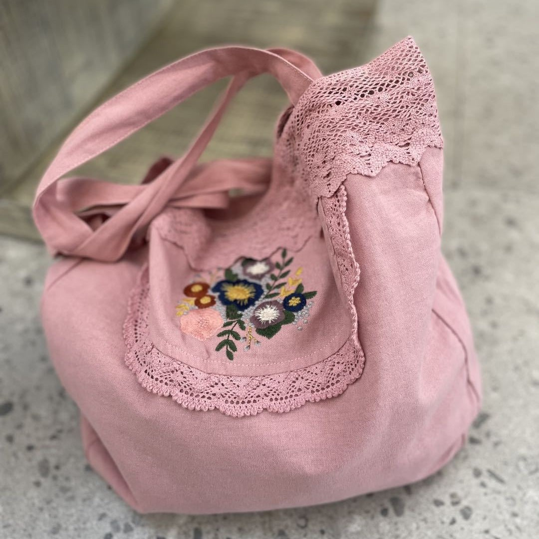 Women's Style Embroidery Stitching Lace Mori Artistic Women's Messenger Bag