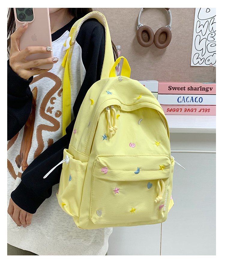 Korean Style Cute Embroidered University Junior High College Student Schoolbag