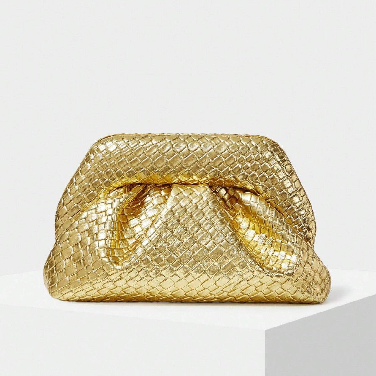 Women's Pleated Fashion Dinner Metallic Shiny Simple Women's Clutch