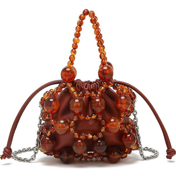 Women's Minority Fashion Hand Beaded Trendy Unique Bucket Bags