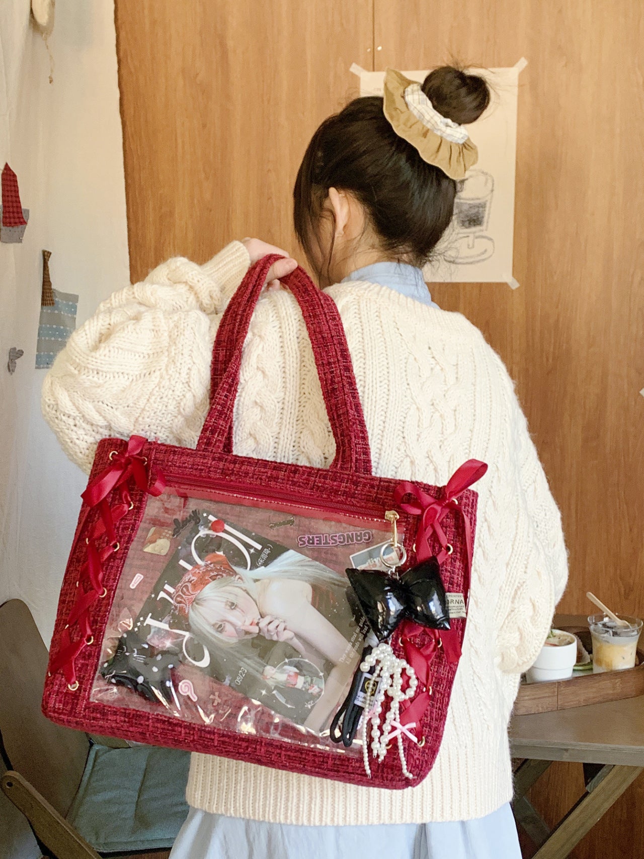 Women's Capacity Two-dimensional Transparent Cartoon Fashion Fresh Trend Backpacks