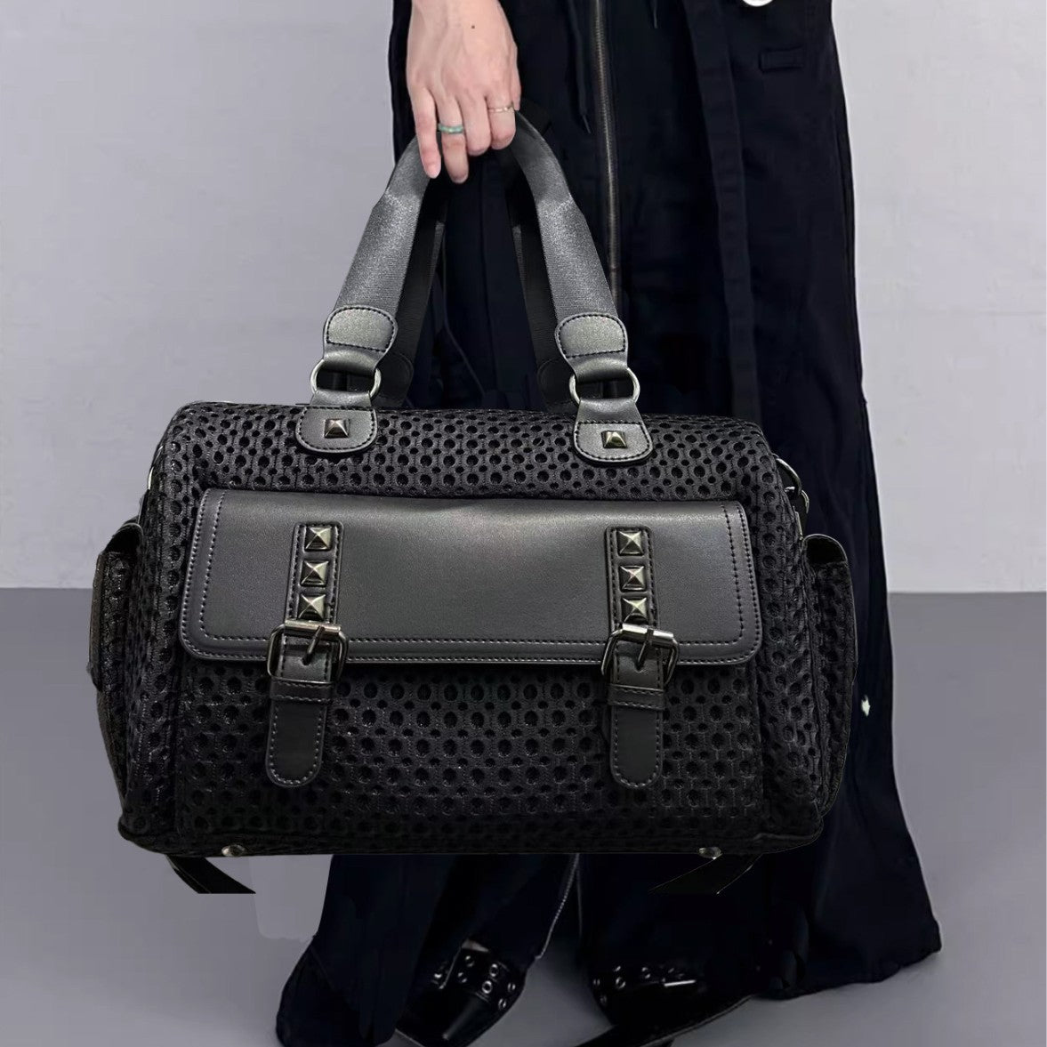Women's Fashion Mesh Hot Large Capacity Stitching Tote Bags