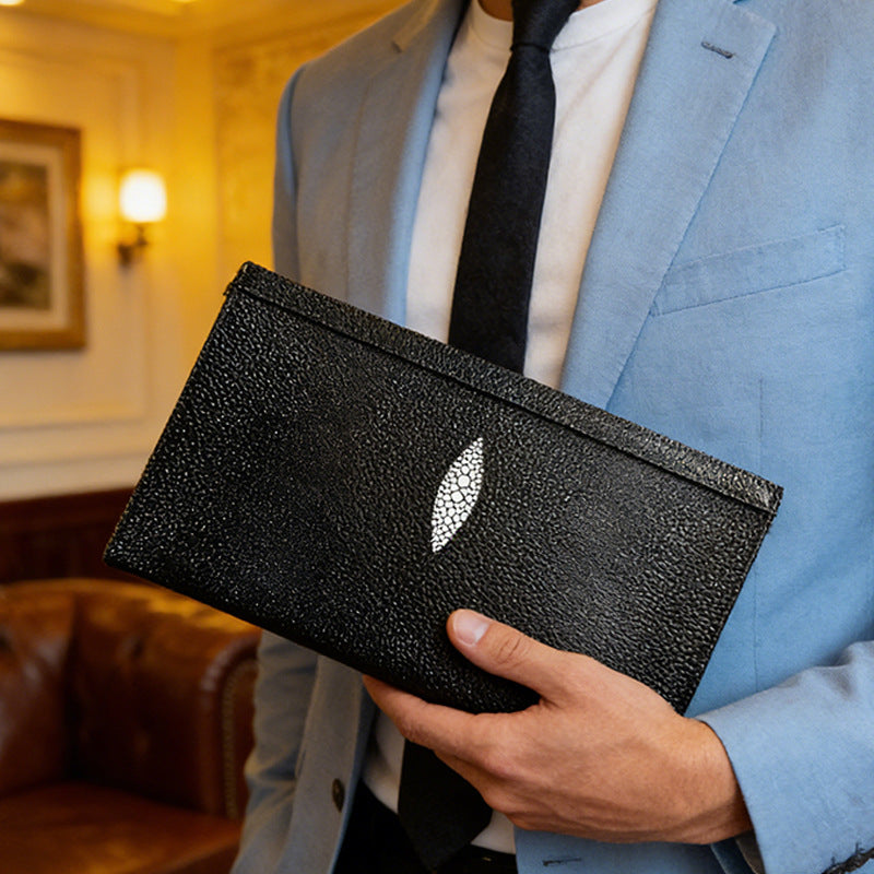 Men's Pearl Fish Embossing Classic Fashionable Business Men's Wallets