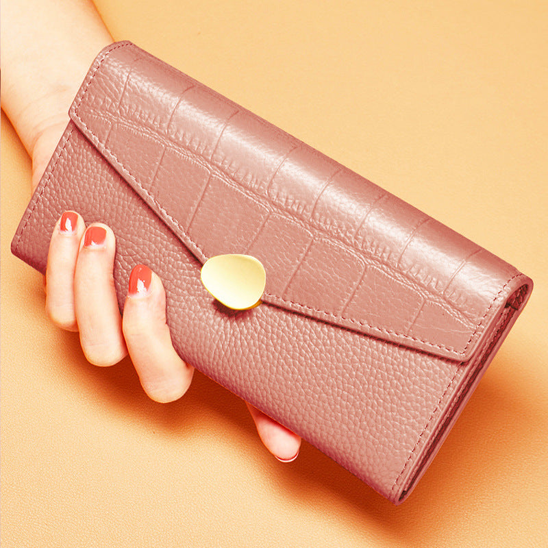 Women's Clutch First Layer Cowhide Crocodile Pattern Ladies Wallet