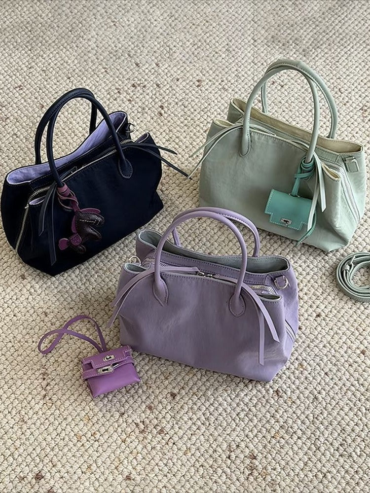 Women's Contrast Color Nylon Commuter Fashionable Simple Tote Bags