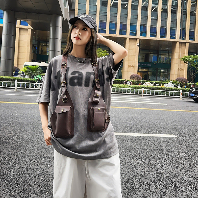 Men's Vest Fashion Design Sense Motorcycle Retro Men's Chest Bag