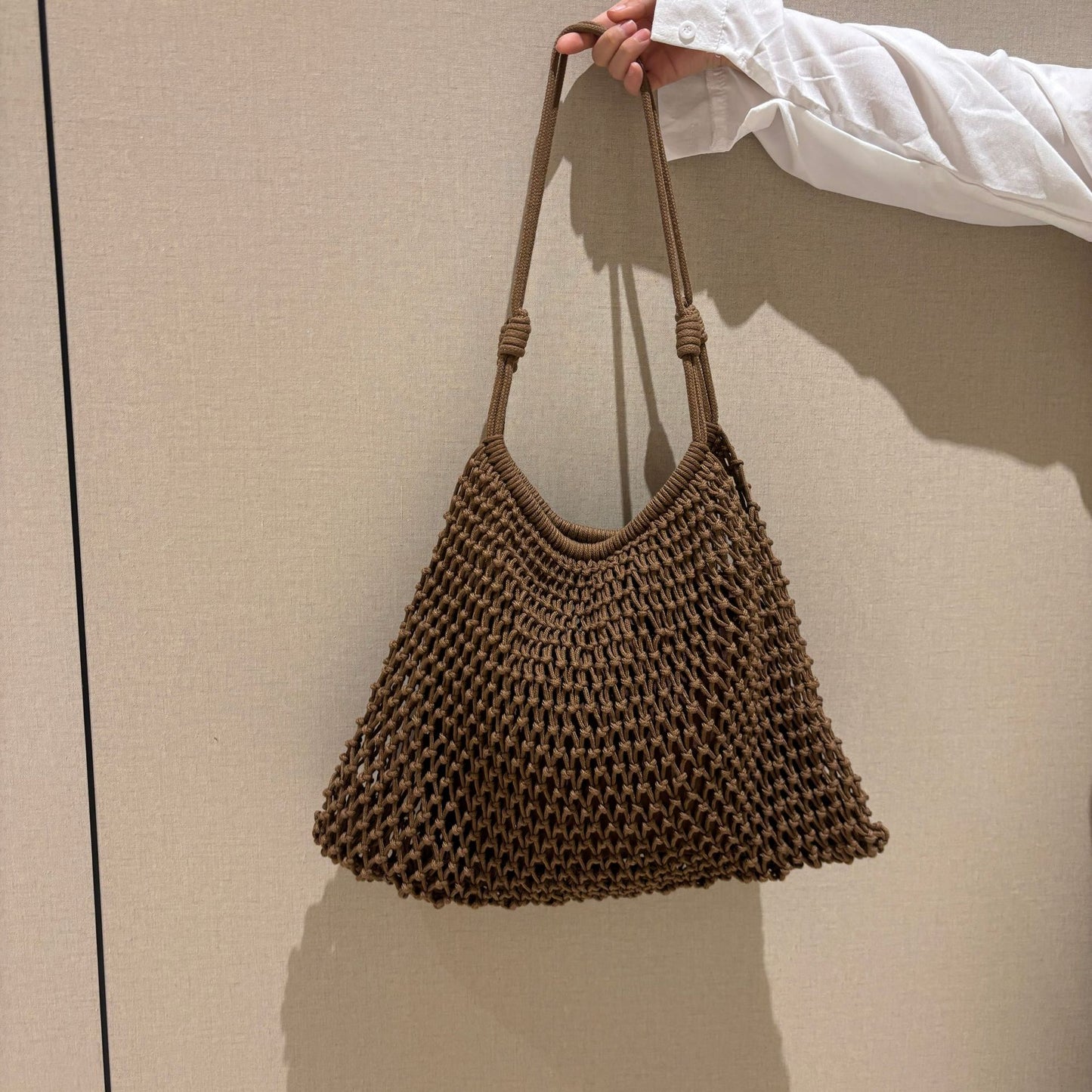 Hand-woven Fishing Net Hollow Mesh Large Capacity Totes Bags
