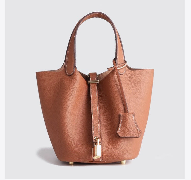 Women's Version First Layer Cowhide Vegetable Basket Lychee Bags