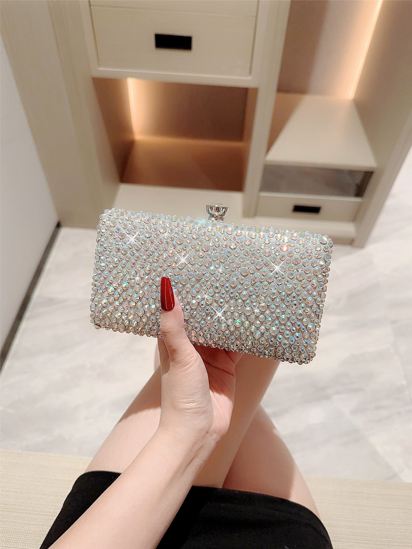 Women's Pleated Diamond Dress Garment Cheongsam Banquet Bags