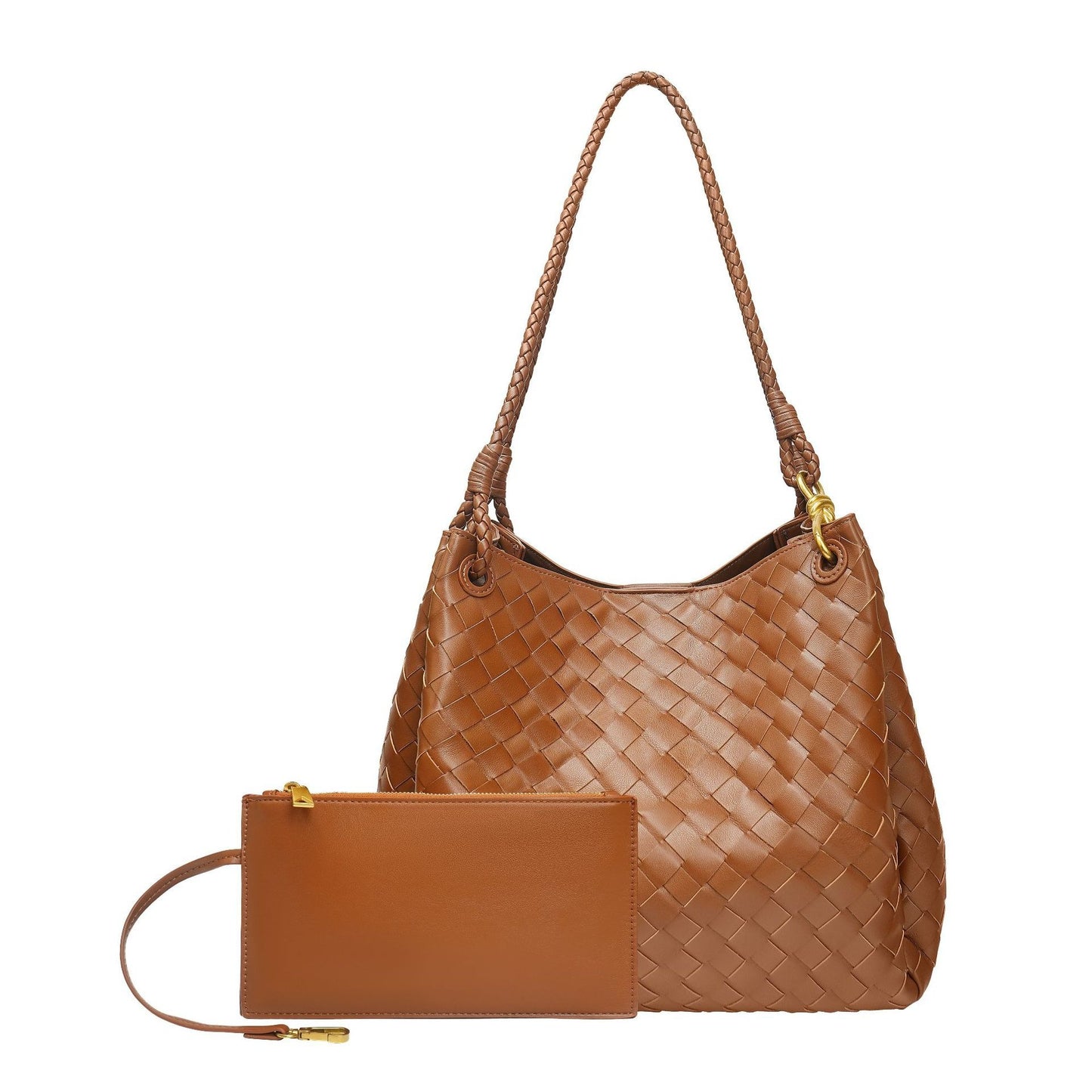 Women's Weave Plaid British Style Light Luxury Bucket Bags
