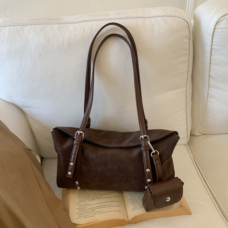 Women's Korean Style Vintage Winter Large Capacity Underarm Bag