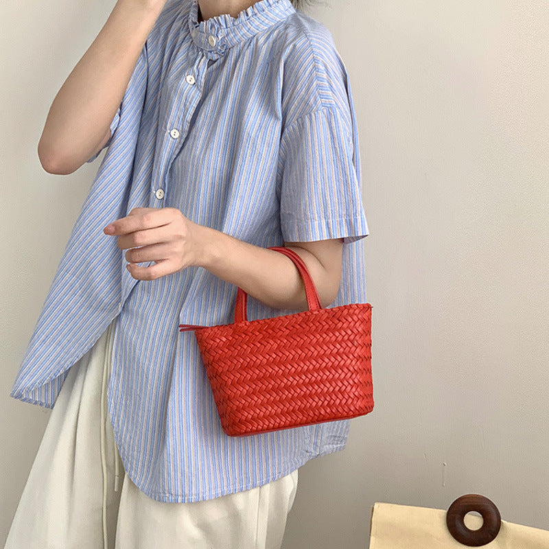 Women's Vacation Style Portable Handmade First Layer Women's Handbag