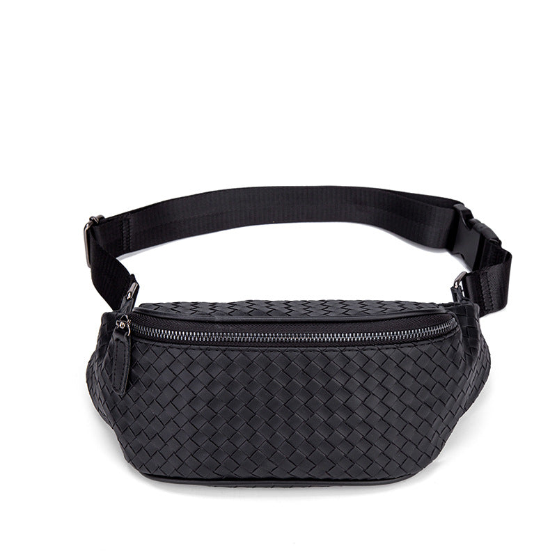 Men's Fashion Woven Pattern Niche Popular Trendy Wide Strap Men's Fanny Pack