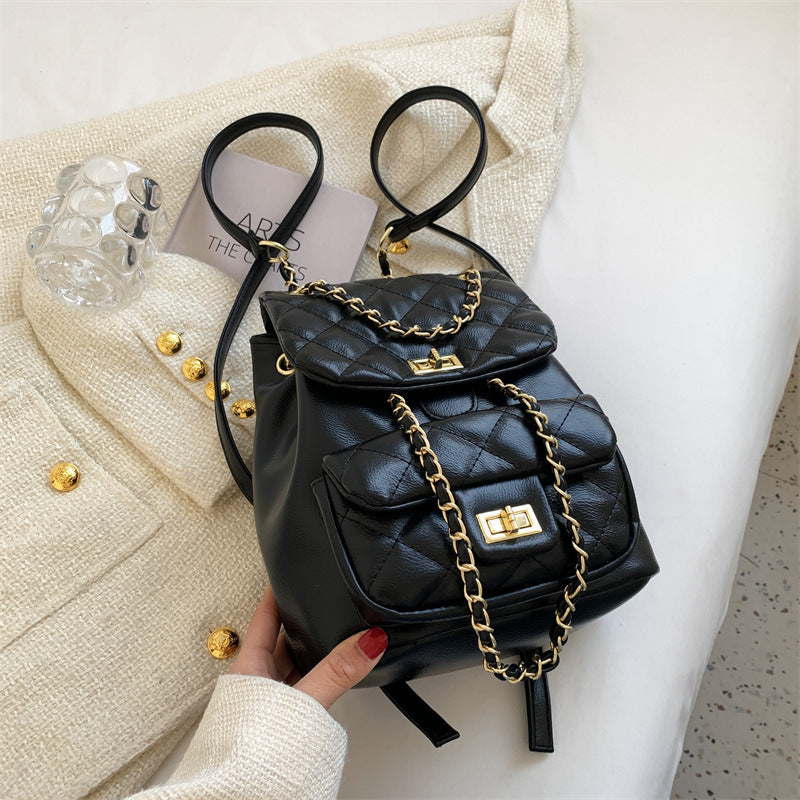 Women's Large Capacity Korean Style Versatile Texture Rhombus Backpacks