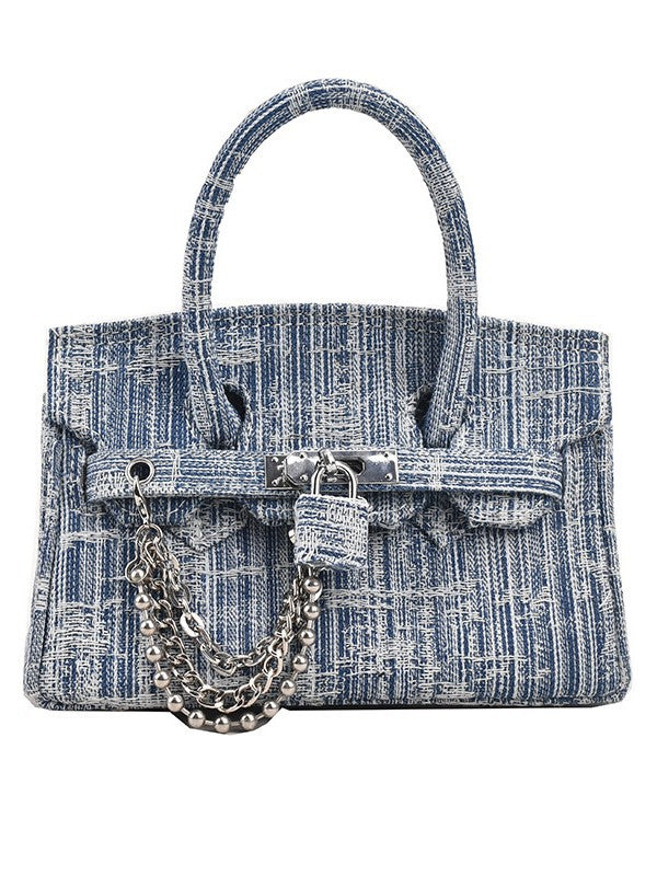 Women's Denim Retro Distressed Portable Platinum Large Bags