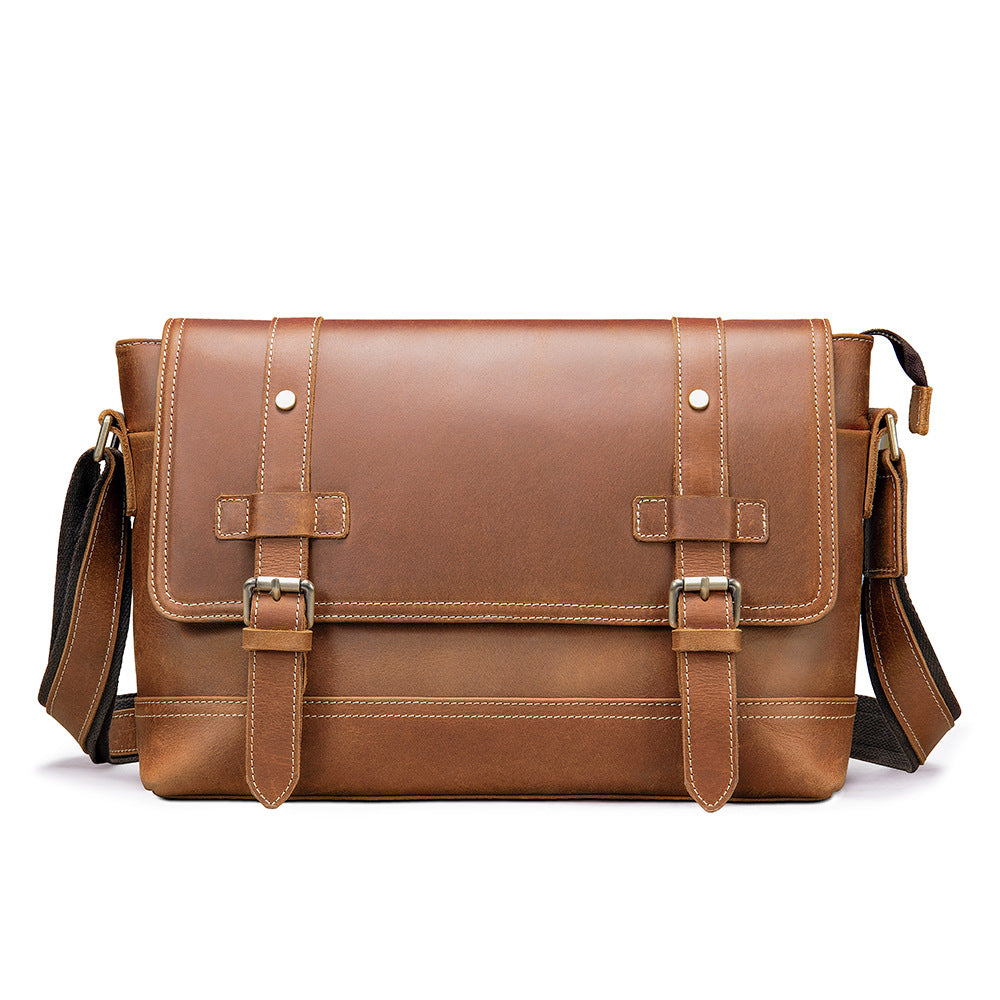 Men's Leather Fashion Crazy Horse First Layer Cowhide Men's Shoulder Bag