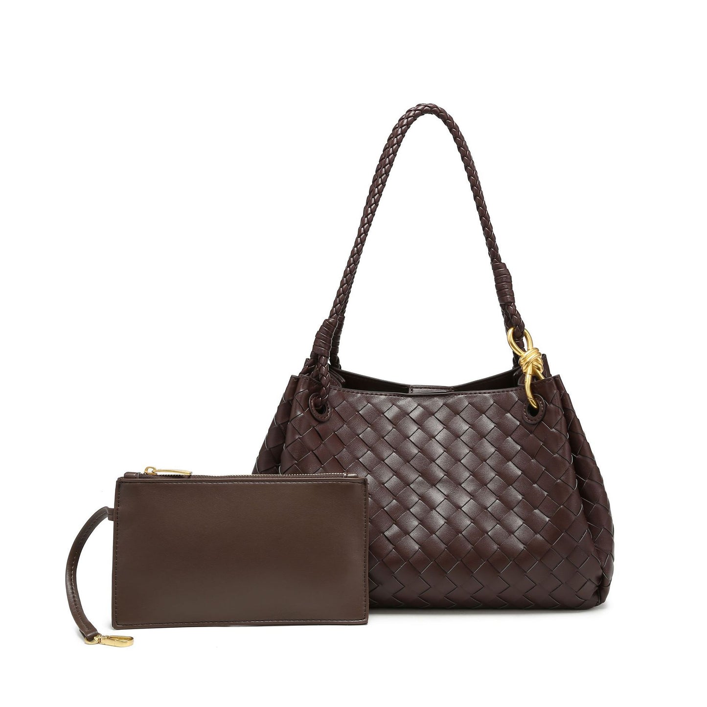 Women's Weave Plaid British Style Light Luxury Bucket Bags