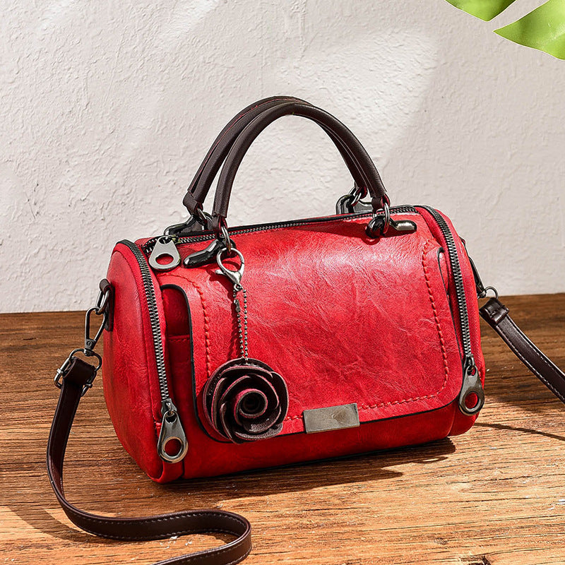 Women's Spring Solid Color Retro Pillow Flower Women's Messenger Bag