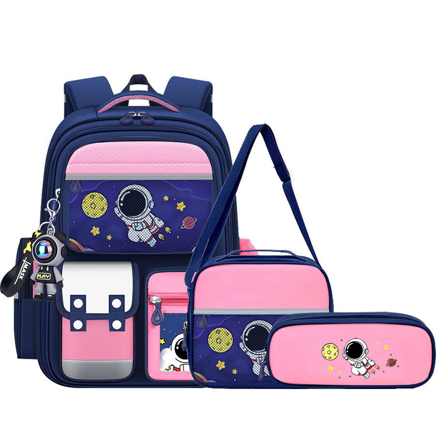 Three-piece Set Astronaut Grade One To Six Boys Spine Backpacks