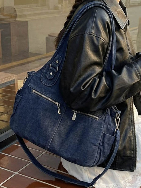 Women's Denim Stylish Large Capacity Commuter Portable Tote Bag