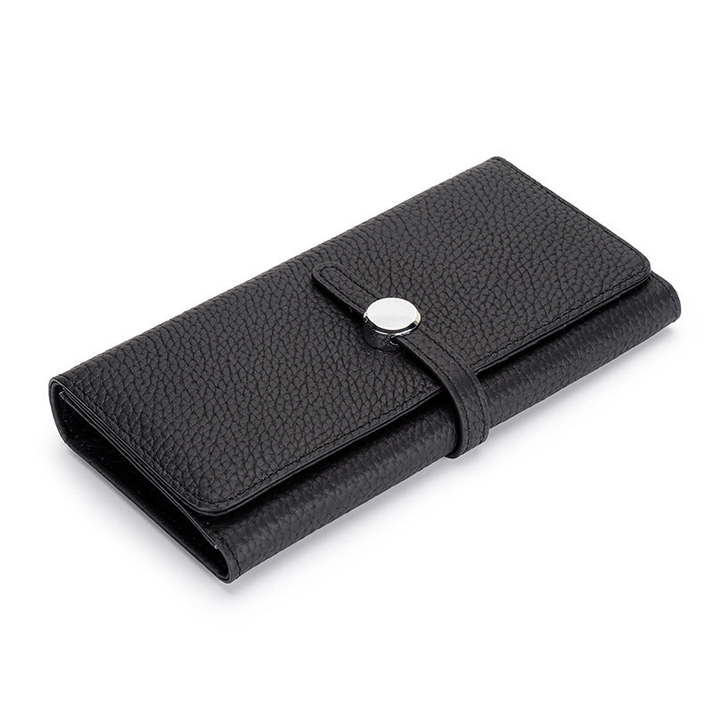 Women's Genuine Leather Folding Large Capacity Soft Cowhide Ladies Wallet