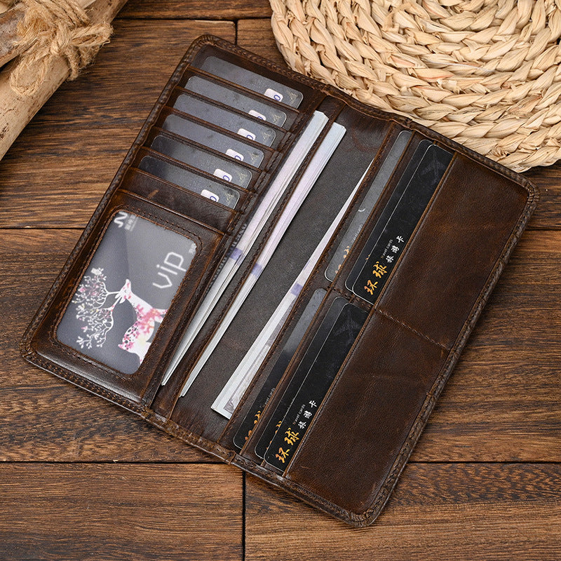 Men's Capacity First Layer Cowhide Genuine Leather Men's Clutch