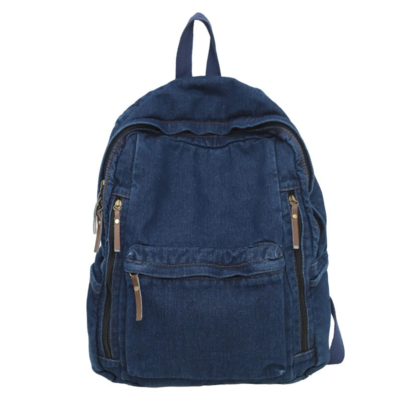 Women's & Men's Washed Cloth Style Large Capacity College Leisure Backpack