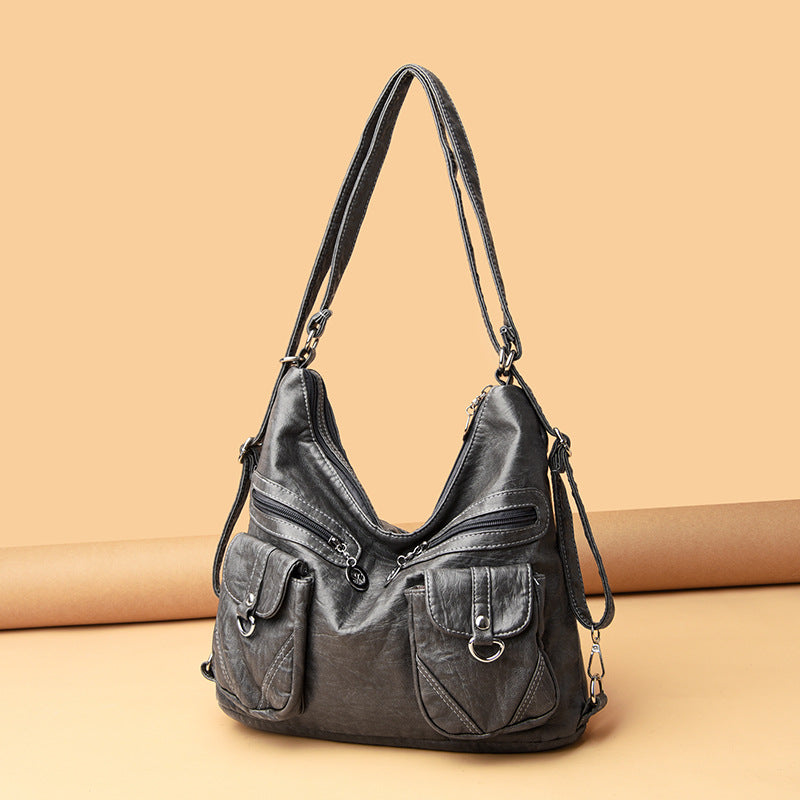 Women's Design Retro Large Capacity Washing Soft Shoulder Bags