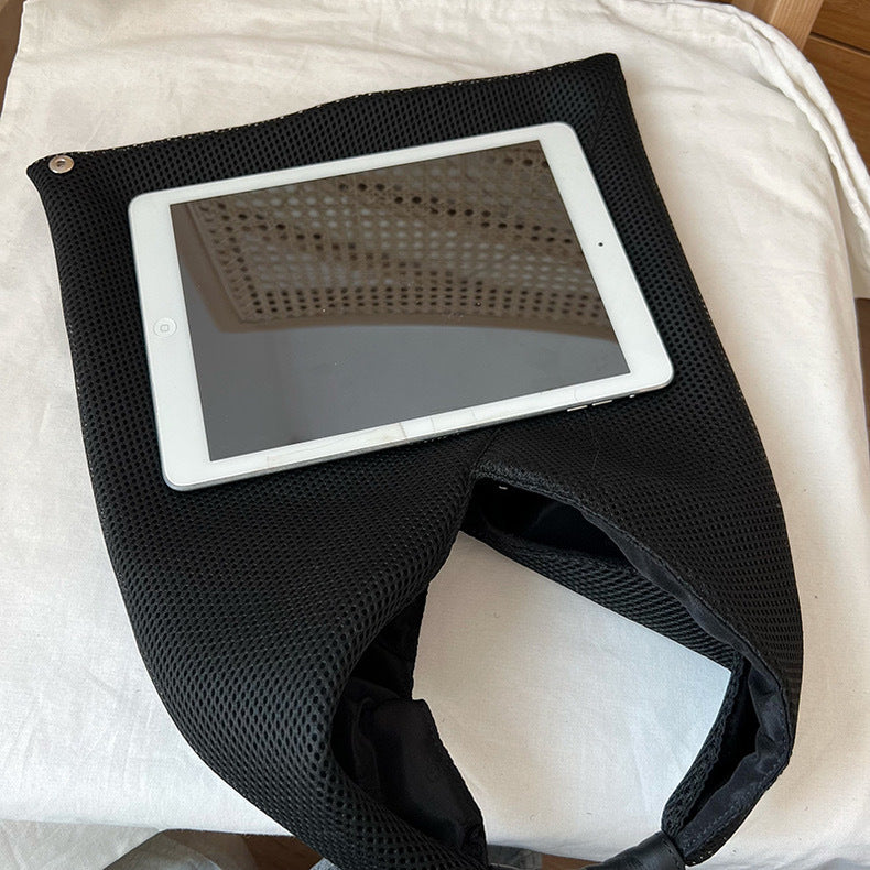 Women's Medium Size Black Triangle Dumpling Mesh Shoulder Bags