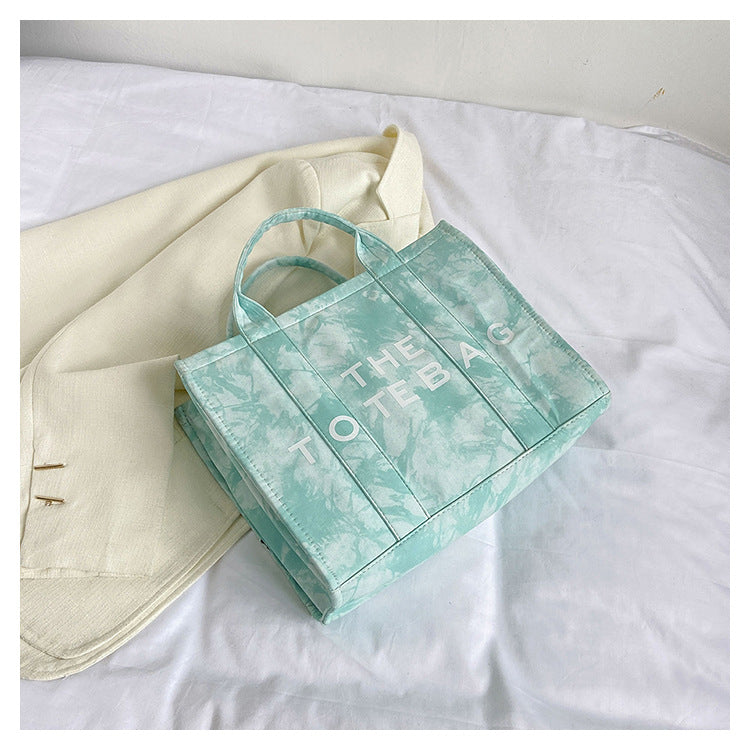 Graceful Trendy Canvas Letter Iti Portable Women's Shoulder Bag