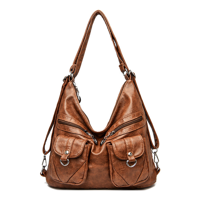 Women's Design Retro Large Capacity Washing Soft Shoulder Bags