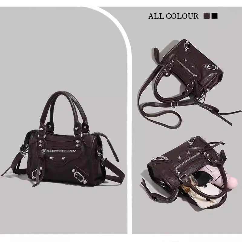 Women's Fashion Hot Portable Motorcycle Design Rivet Women's Messenger Bag